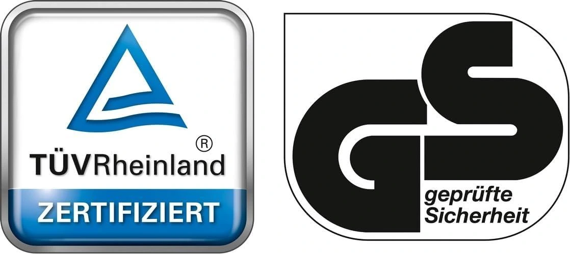 TÜV Rheinland zertifiziert und GS – Geprüfte Sicherheit